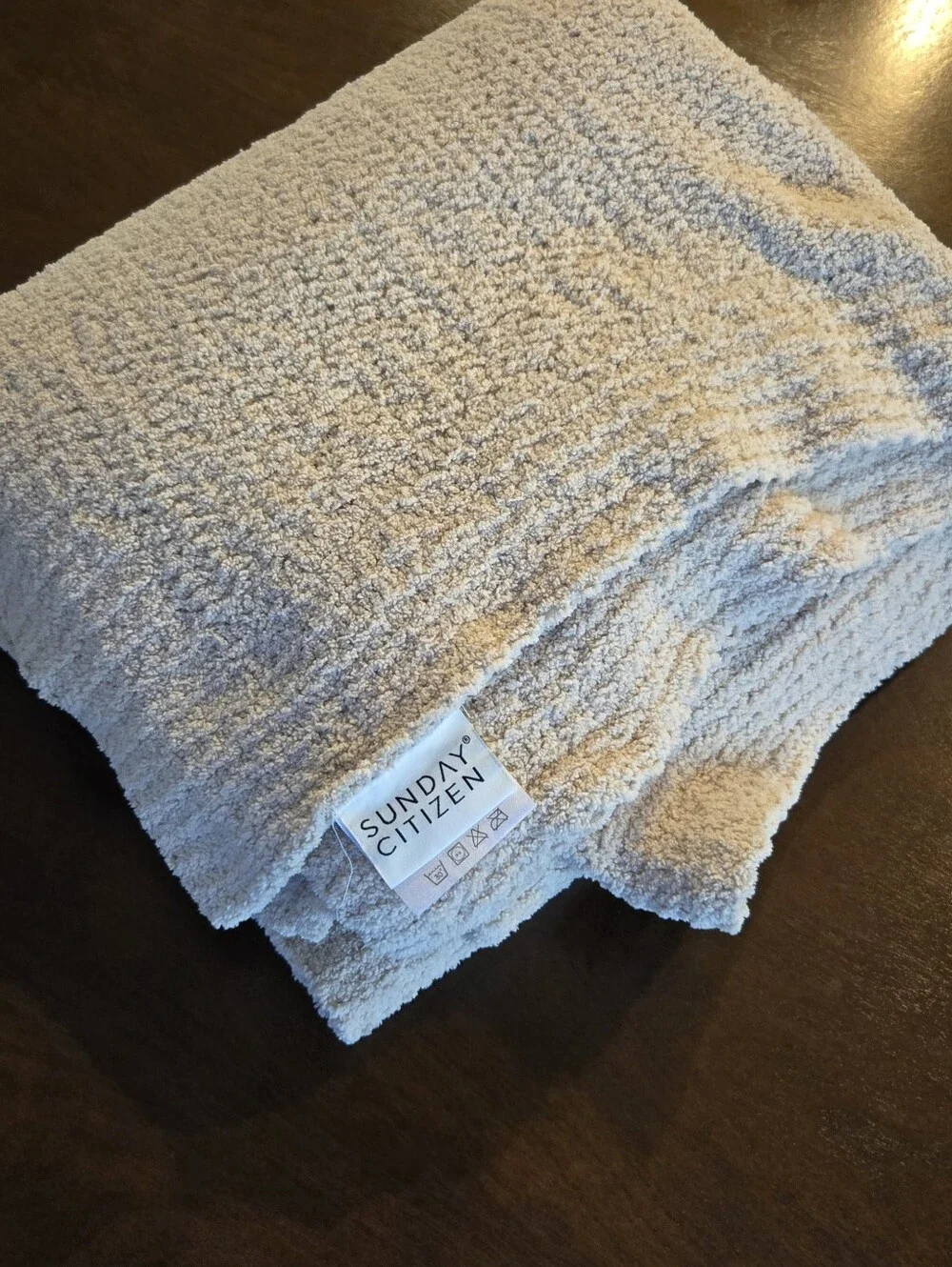 Sunday Citizen Snug Cozy Textured Throw Lap Blanket in Cream